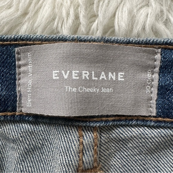 Everlane Jeans The Cheeky Jean High Rise Ankle Raw Hems Blue 30 Crop NWT New - Picture 7 of 12